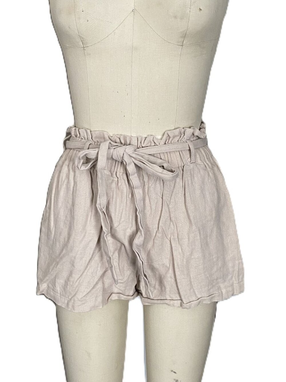 CHARLOTTE RUSSE Linen soft Stretch Paper-bag waist shorts pants *SMALL* B215